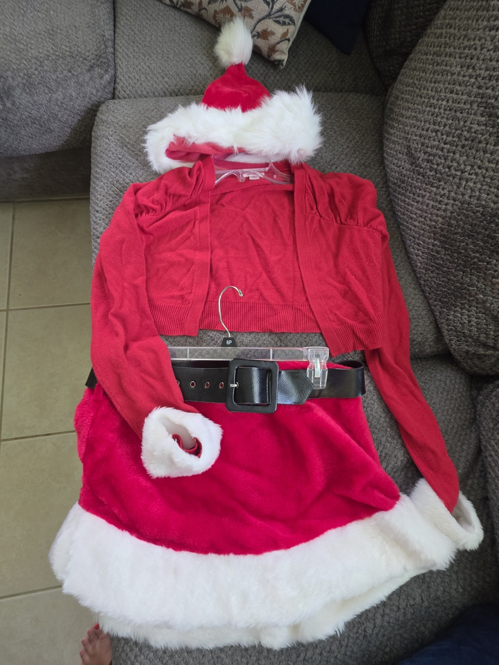 Womens Santa Costume with Hat and Belt